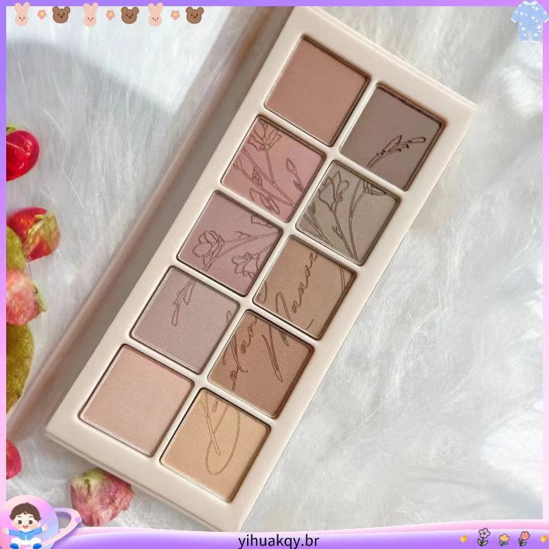 Paleta de sombras totalmente fosca branca inchada água fervente cor terra paleta de sombras dez cores baixa saturação lu