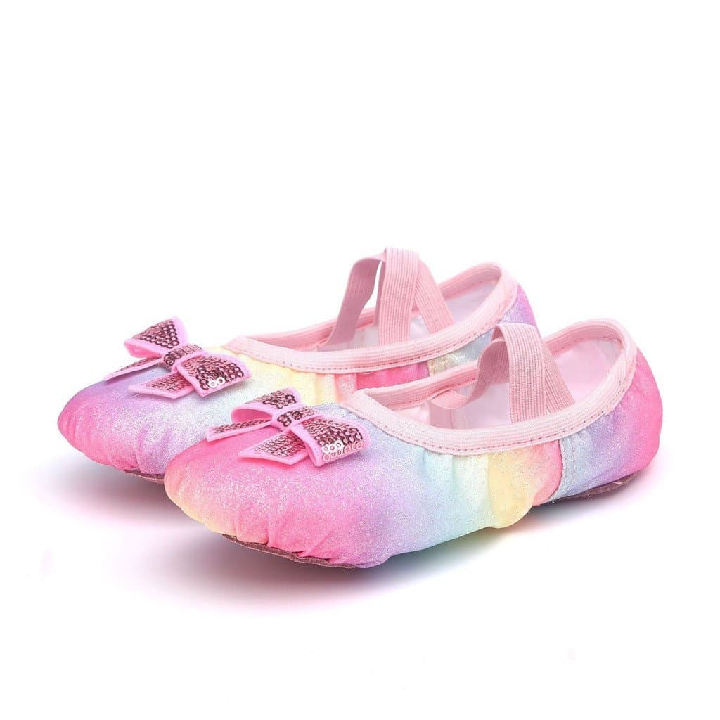 Sapatos De Dança Com Glitter , Sola Macia , Infantis Laço De Lantejoulas Balé Para Meninas