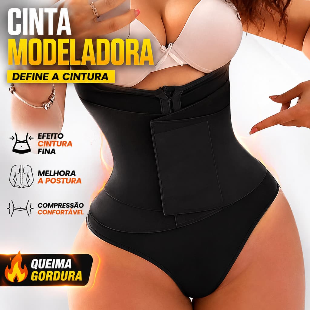 Cinta Body Feminino Modelador 2 em 1 Alta Compressão com Elástico Abdominal Bori Afina Cintura empina bumbum  Modeladora