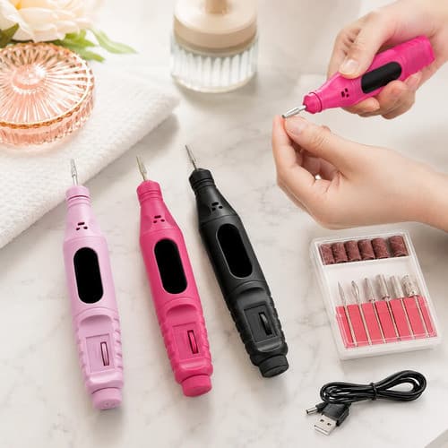 Lixa Elétrica Profissional Unhas Gel Acrigel Porcelana Manicure Pedicure 20000 RPM USB com Brocas e Lixas