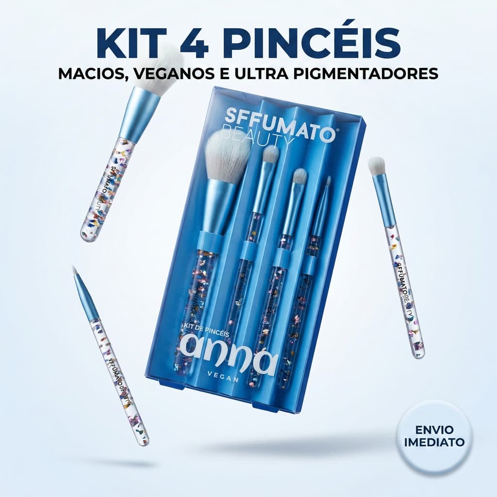 Kit Pincéis Maquiagem Profissional 8 Peças 2 Esponjas Base Blush Contorno Sombra Corretivo Delineador