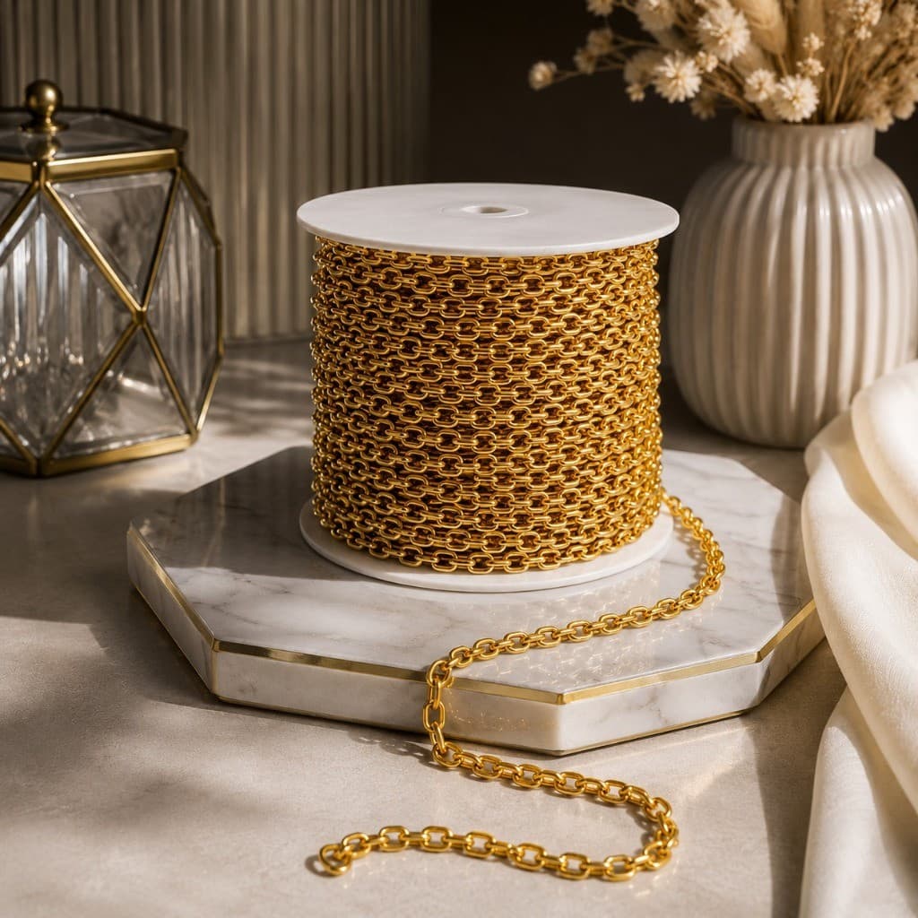 Corrente Premium para Bolsa Metal Dourado Lixado Artesanato e Customização Corrente para Confecção