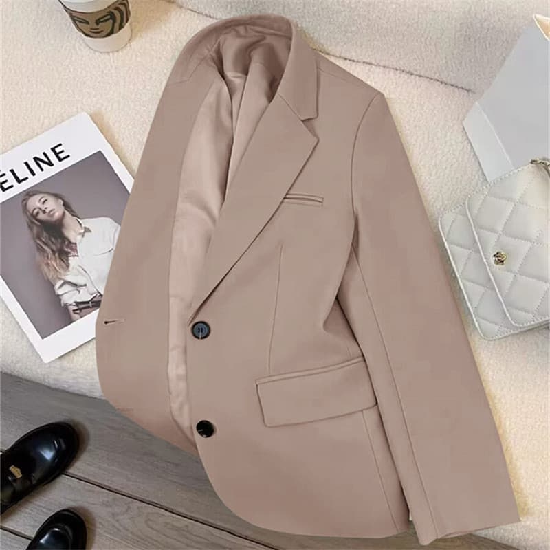 Conjunto casual feminino estilo coreano em cáqui, jaqueta feminina, primavera e outono 2025 KLI2