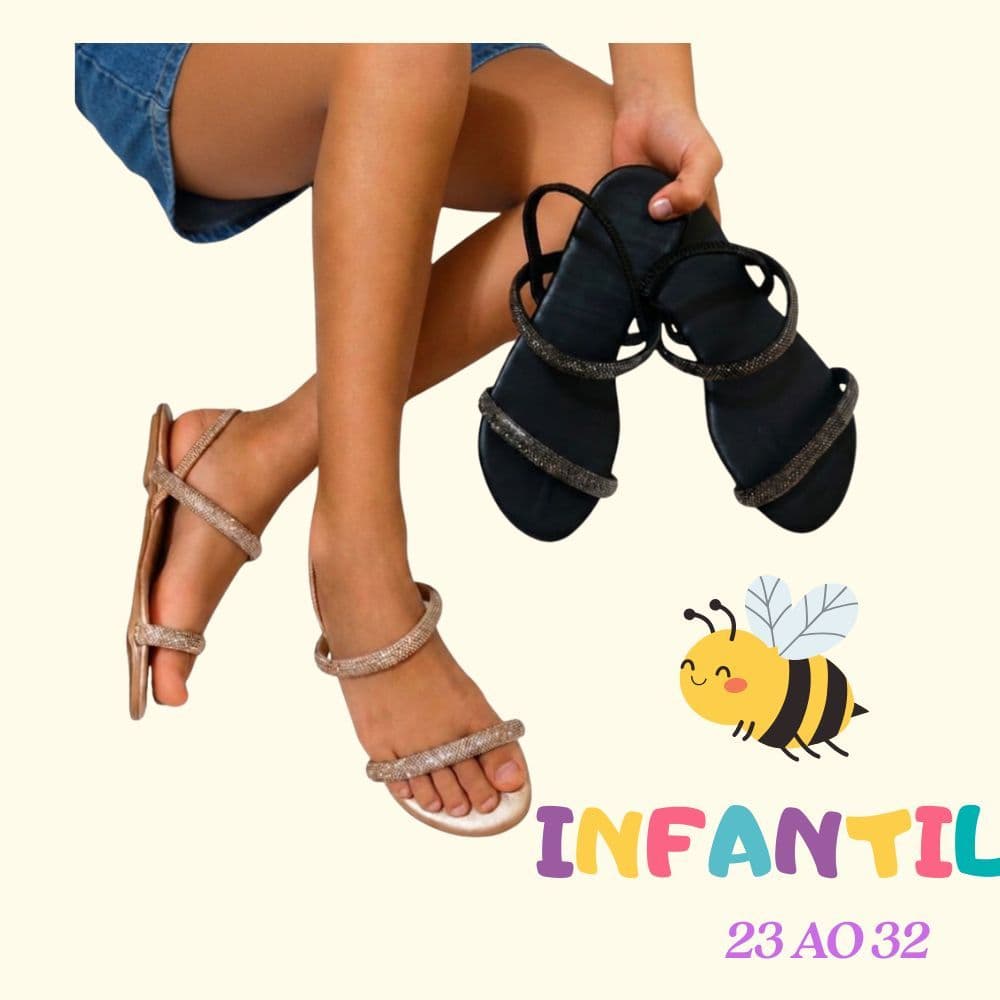 Sandália Infantil Meninas Detalhes strass Modinha Leve
