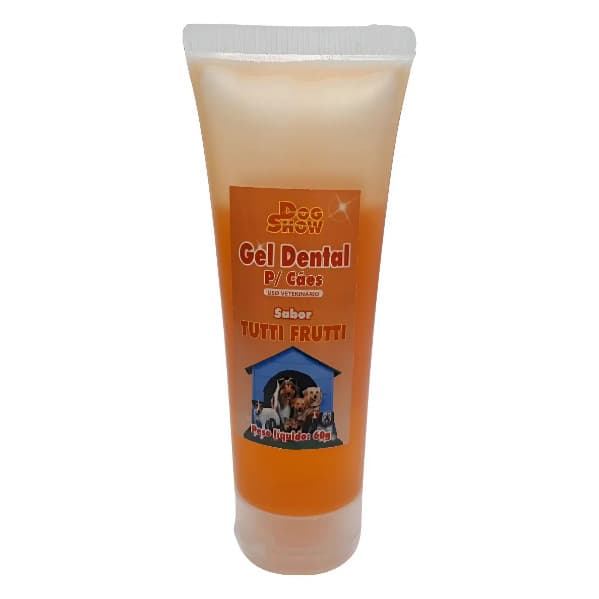 Gel Dental Anti-Tártaro Canino Dog Show Sabor Tutti Frutti 60g VetFarmos Creme Pasta de Dente