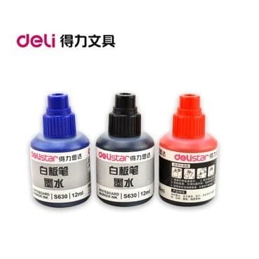 Deli Stationery S630 Recarga de caneta econômica para quadro branco com tinta 12ml (vermelho azul preto) pacote de 1 peç