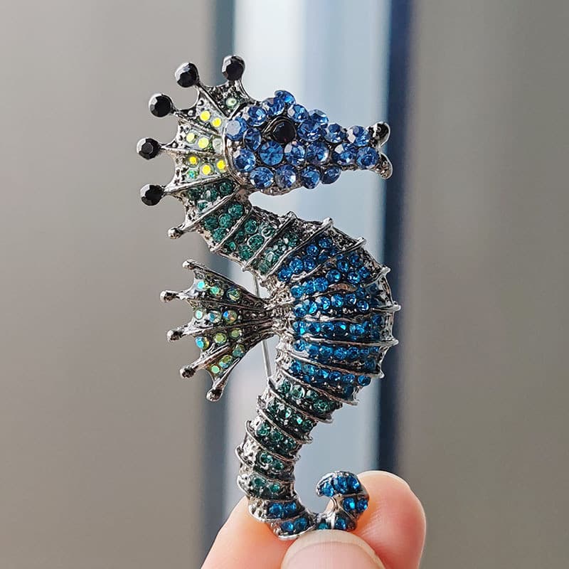 Broche pino diamante cavalo marinho mar Animal forma Multi-cor opcional masculino feminino All-Match broche acessórios