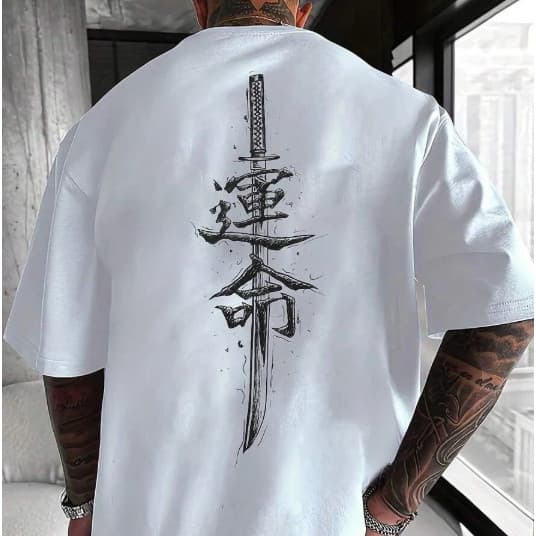 Camiseta camisa de Samurai Katana Japonesa Japão Estampado da Moda Masculina