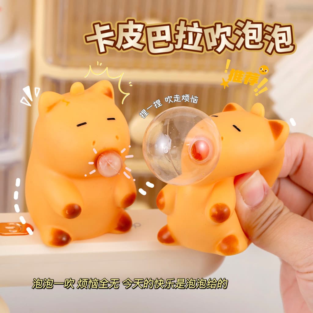 Brinquedo Criativo Anti-estresse Capivara que Esguicha Bolhas, Brinquedo de Descompressão Capivara para Apertar,