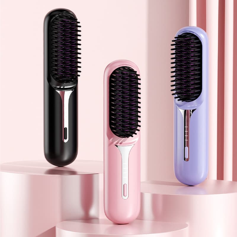 Escova alisadora de cabelo portátil, alisador e modelador elétrico, modelador de cachos doméstico de íons negativos de d