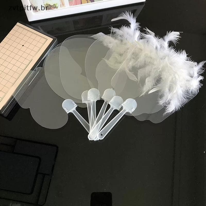 ZVT 5pcs Mini Ventilador De Mão Transparente nk Para Crianças DIY Artesanato E Performance De Palco BR