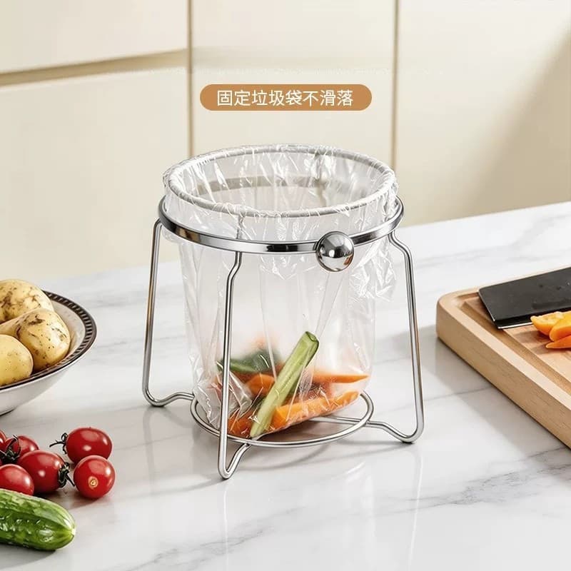Suporte para saco de lixo de mesa de ferro | Cremalheira plástica dobrável do apoio do saco da cozinha, cremalheira do a