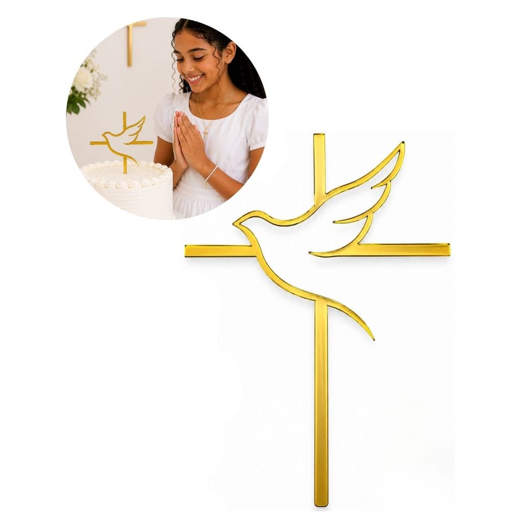Topo Para Bolo Espírito Santo Dourado Batizado
