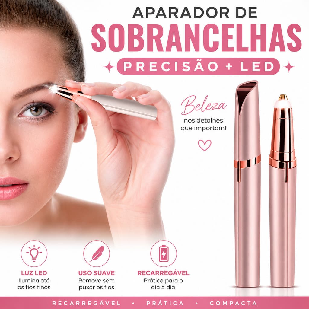 Depilador de Sobrancelhas Elétrico Removedor de Pelos Facial Indolor Portátil Feminino