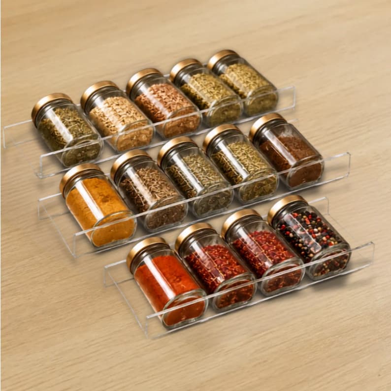 Kit 3 Divisórias Porta Temperos e Especiarias para Gaveta Suporte Organizador