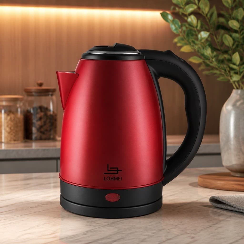 Chaleira Elétrica Vermelha Jarra Fervedor Água Quente Cozinha Café Chá Aquecimento Rápido Automática