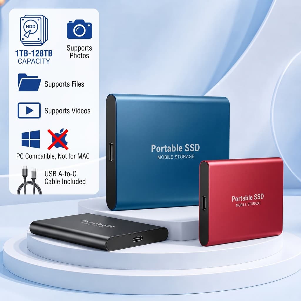 HD Externos SSD 128TB 60TB Disco rígido externo 30TB 16TB 8TB Disco rígido portátil de estado sólido 1TB 2TB
