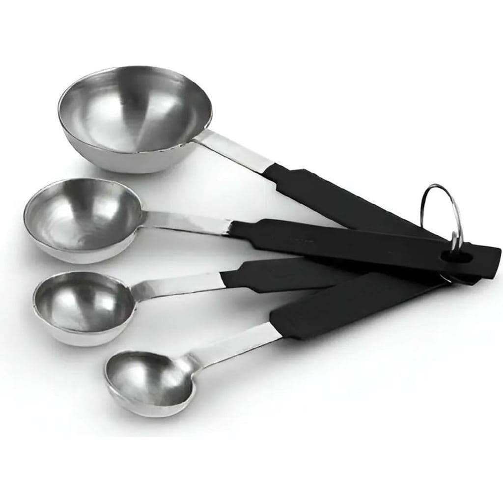 Colher Medidora Inox 4 Peças Preta Mimo scoop gramas medida whey xicaras conjunto cozinha medidores dosador creatina