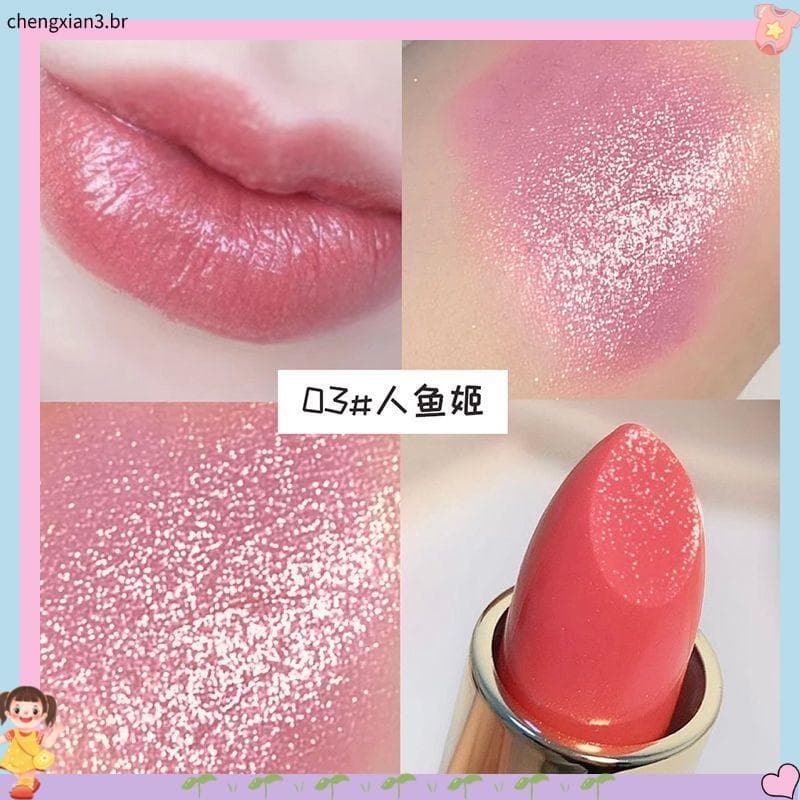 Influenciador perolado dourado batom Super piscando cristal brilhante com batom fino piscando hidratante hidratante estu