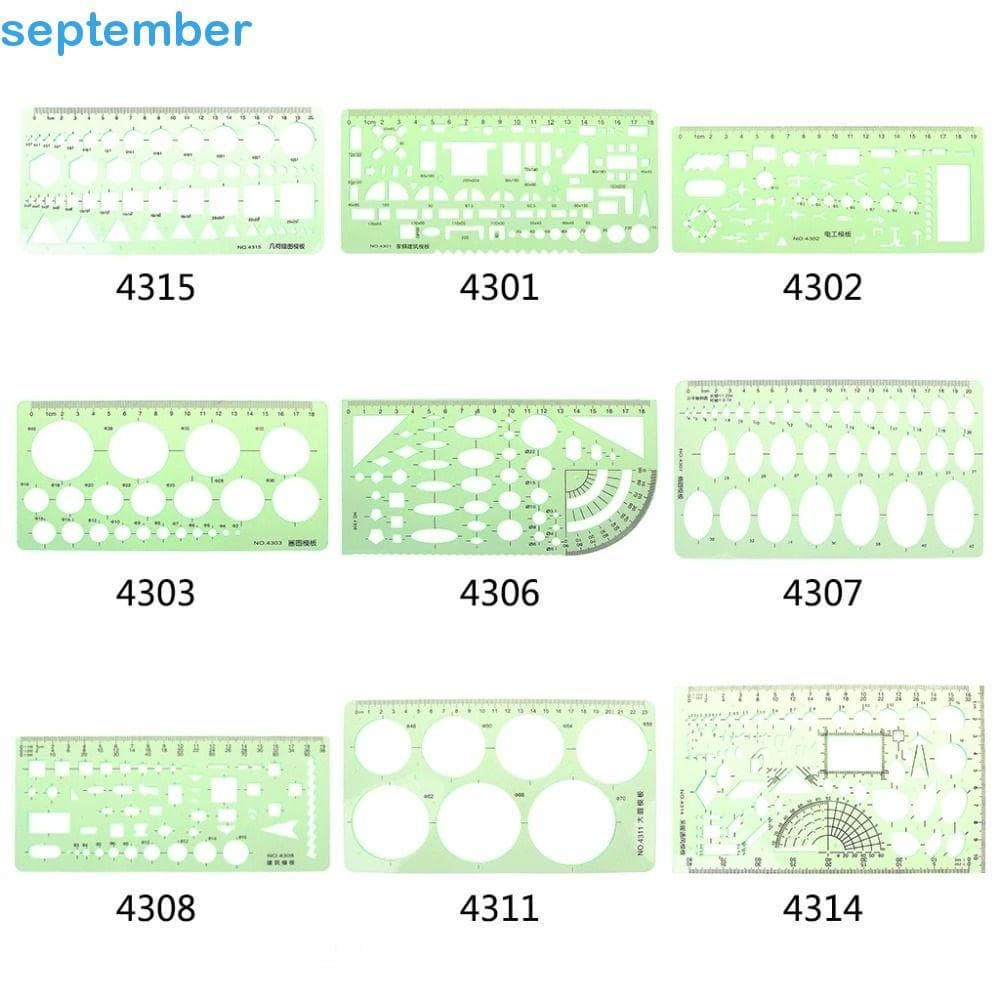 Régua De Desenho SEPTEMBERB Ferramenta De Medição De Estudantes De Plástico Estêncil Curva Verde Oval