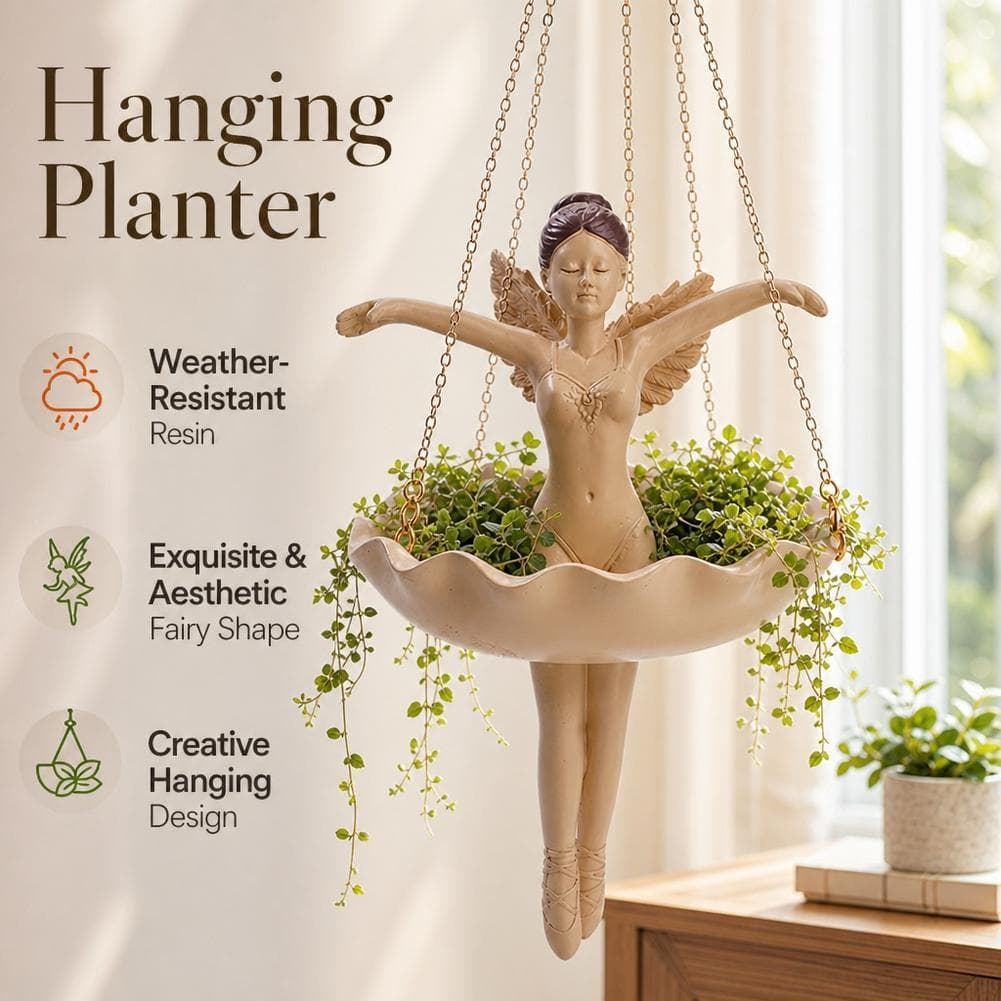 Fada Pendurado Plantador Resina Artesanato Para Jardim E Pátio Elegante Decoração Criativa Com Design Élfico Uso Interno