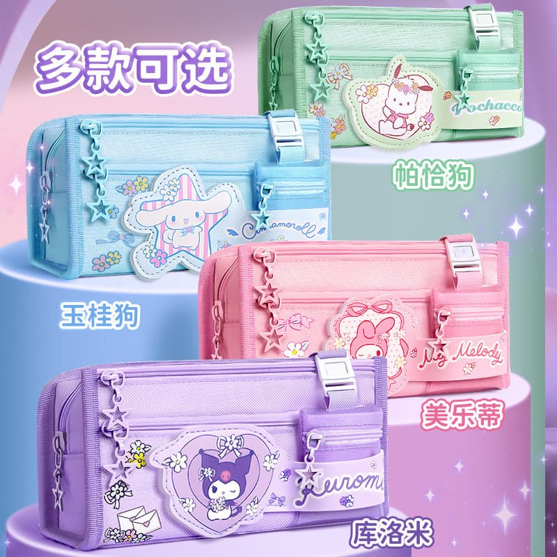 Estojo de papelaria Kuromi único e estiloso para meninas do ensino fundamental, caixa de papelaria, estojo para lápis, b