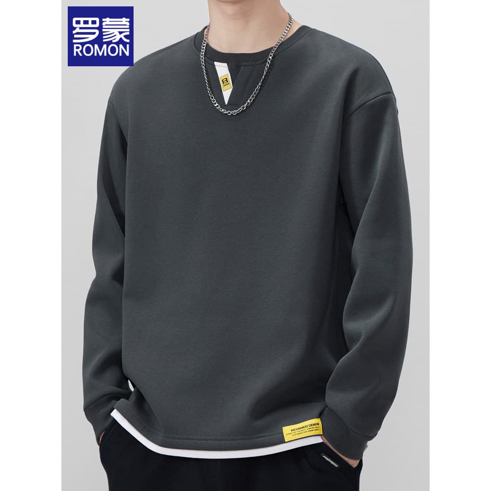 Lomon falso moletom de duas peças masculino primavera outono 2026 novo estilo de manga comprida camiseta masculina em to