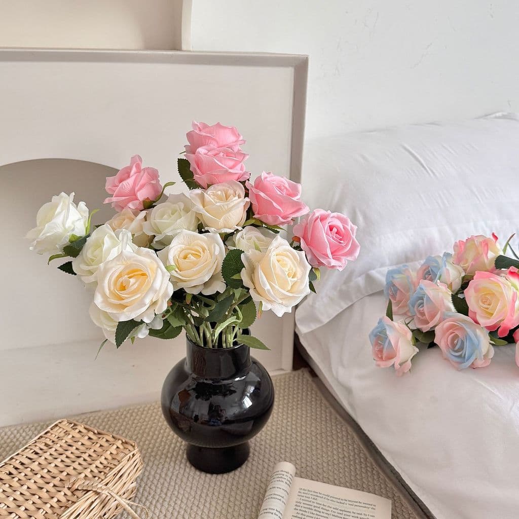 Flor Artificial de Rosa, Flor Falsa para Decoração de e Casamento 4RLN