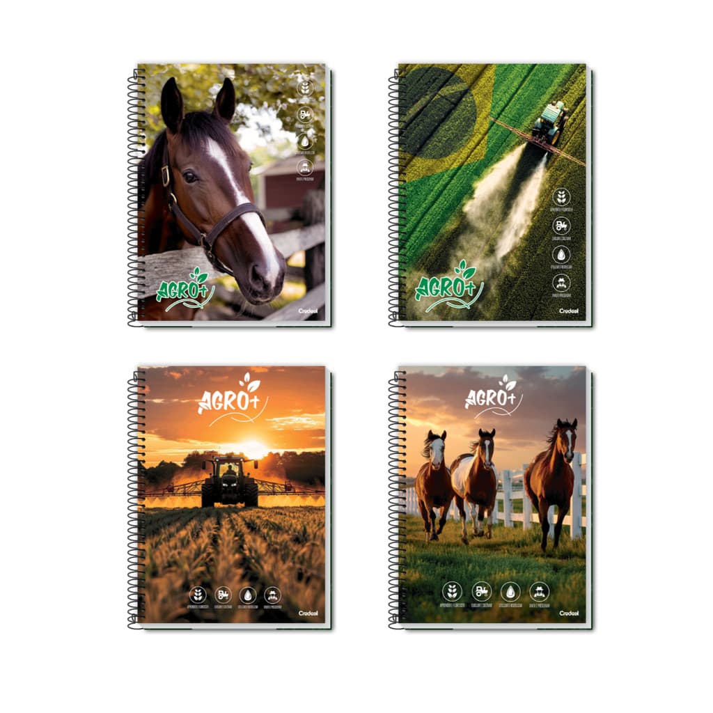 Caderno Universitário Agro+ 1 Matéria 80 Folhas Capa Dura Credeal