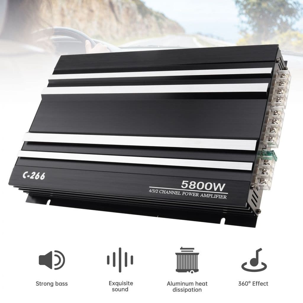 Amplificador De Áudio Para Carro De Alumínio De 4 Canais 5800W Com Crossover HPF/LPF Ajustável E Reforço De Graves