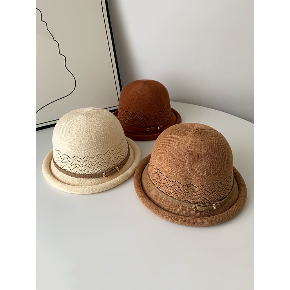 Chapéu superior francês feminino primavera verão respirável Curling borda protetor solar bacia chapéu viagem férias beir
