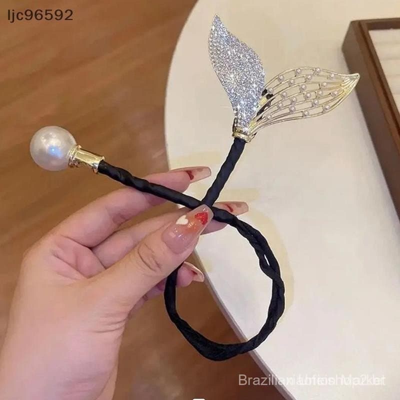 Presilha de cabelo com flores de strass e cauda de baleia, ferramenta de penteado, acessório de penteado prático, acessó