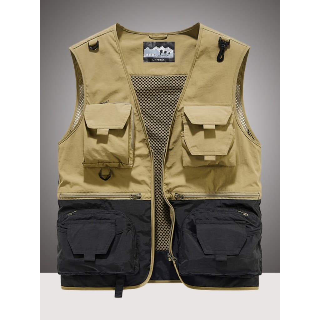 Primavera outono ao ar livre Multi-bolso colete masculino ferramentas funcional colete fotografia isca de pesca colete f