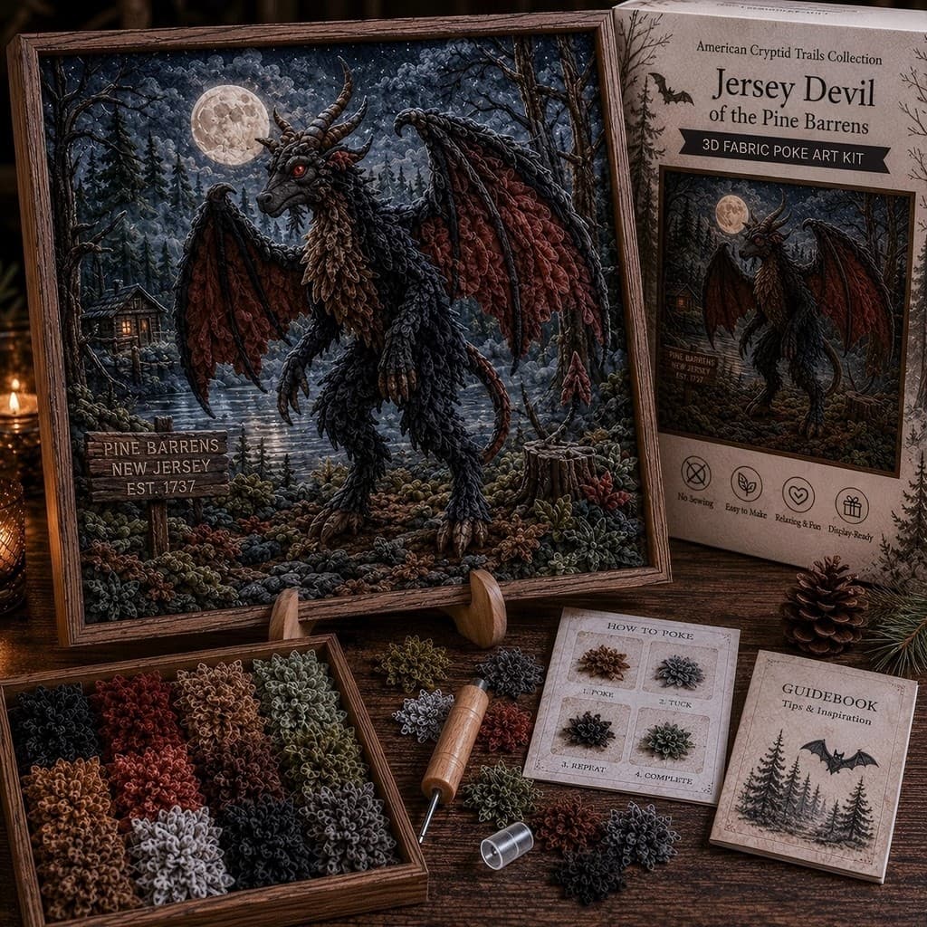 Kit De Bordado Poke De Tecido 3D COD – Design De Dragão Criptido Com Ferramenta E Moldura De Madeira , Artesanato Sem Co