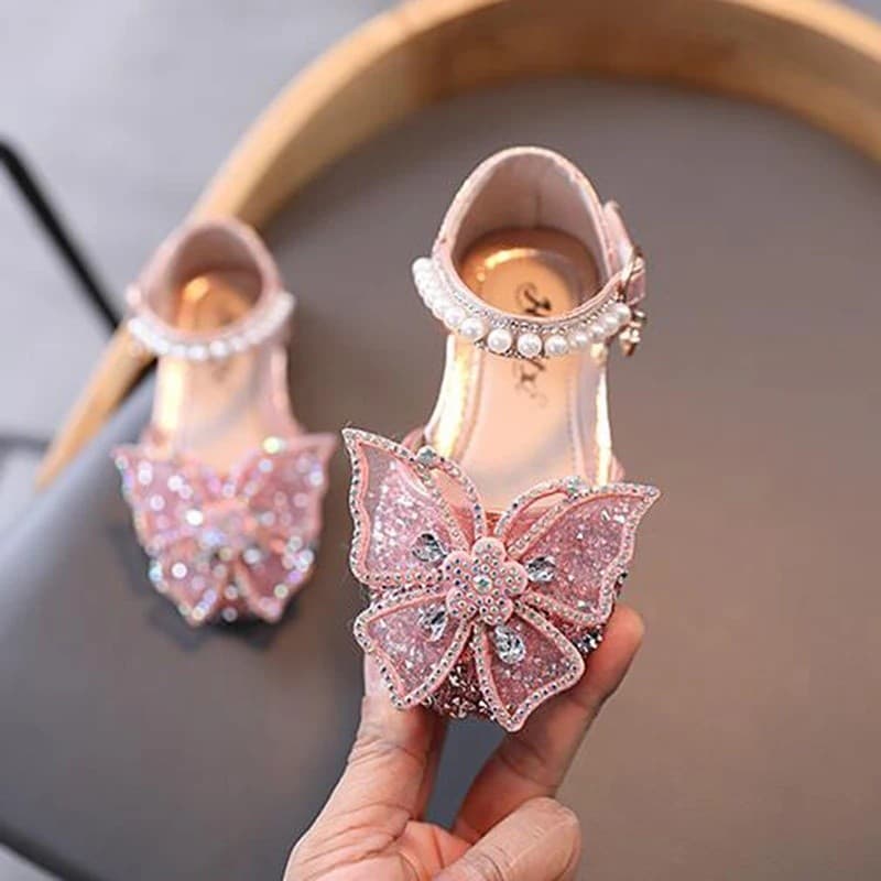 Sandálias de Verão para Meninas, Moda com Lantejoulas e Strass, Laço, Sapatos de Princesa para Meninas, Sandálias de Sal