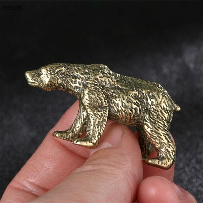 eesis Latão Bonito Pequeno Urso Estátua Mesa De Escritório Ornamentos Decorações Artesanato Coleções Estatuetas Animais