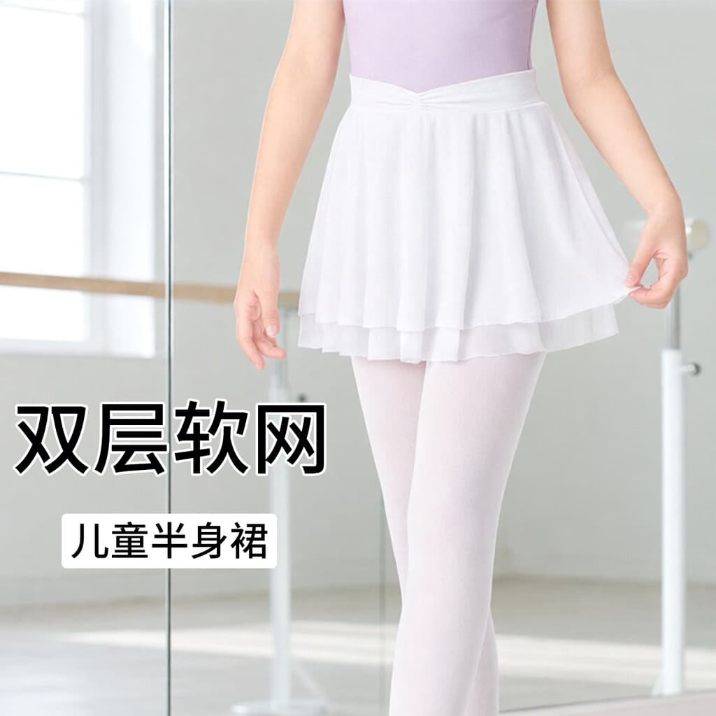 Crianças saia de balé branca meninas dupla camada macia Net prática saia dança chinesa Hip-cobrindo saia de dança pequen