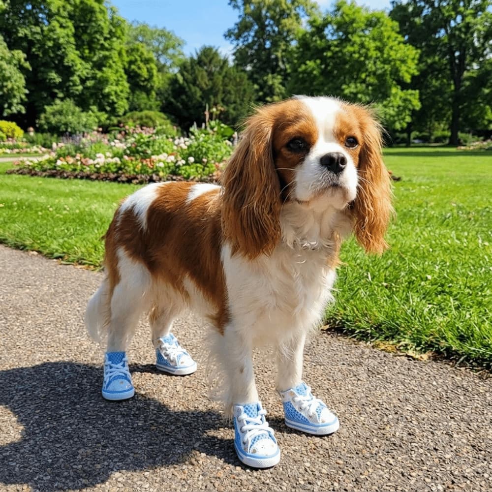 Sapatos De Malha Para Cães , Lona Respiráveis Antiderrapantes Animais De Estimação , Protetores Ajustáveis E Resistentes