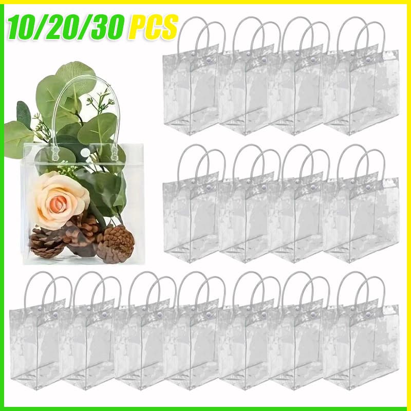 10/20/30 Unidades Reutilizáveis Sacos De Presente Plástico Pvc 25x20x7cm