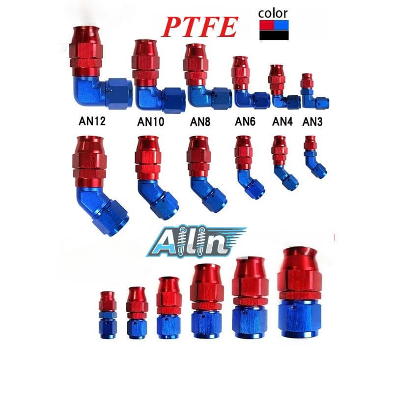 AN3 4 6 8 10 12 PTFE Mangueira Adaptador De Refrigerador De Óleo Forjado 0 90 ° Conector De Extremidade Da Linha De Comb