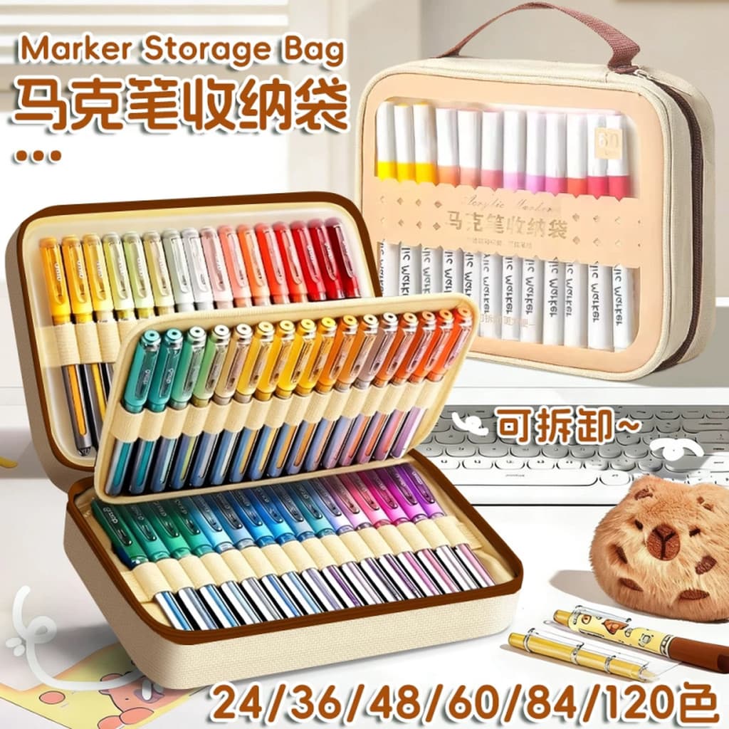 Saco de armazenamento de caneta aquarela portátil acrílico marcador saco de armazenamento macio grande capacidade multif