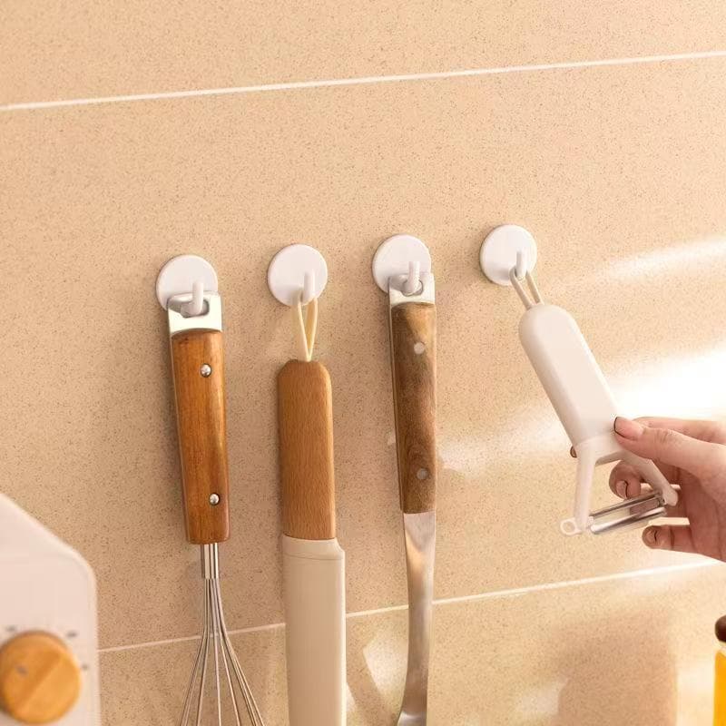 Simples único pendurado gancho pegajoso dormitório gancho de plástico parede do banheiro cozinha adesivo redondo gancho