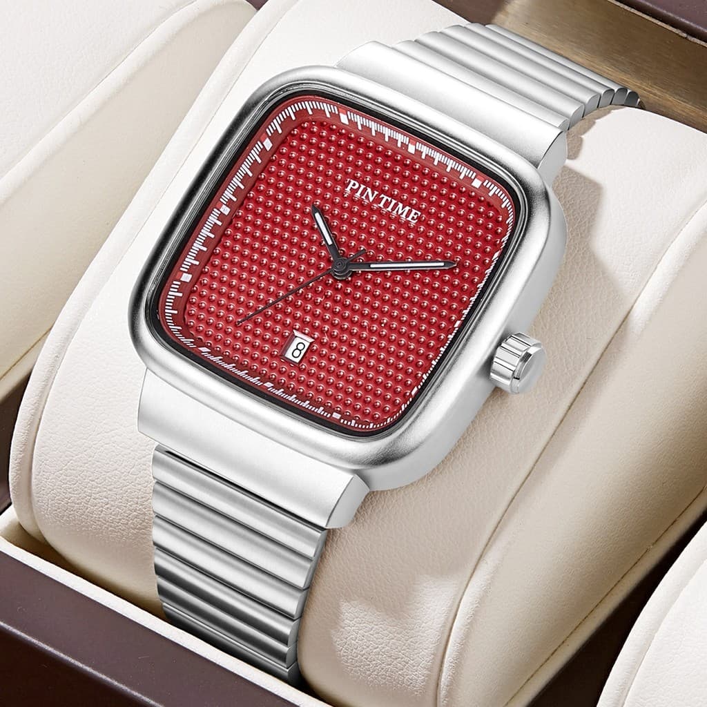 Relógio quadrado masculino feminino moda simples calendário à prova dwaterproof água luminosa banda de aço na moda mascu