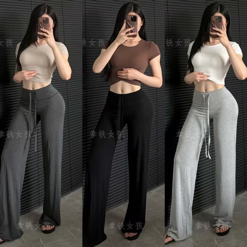 Latte menina calças de Yoga feminino verão estilo fino Drape preguiçoso solto mais magro olhar Sweatpants treinamento de