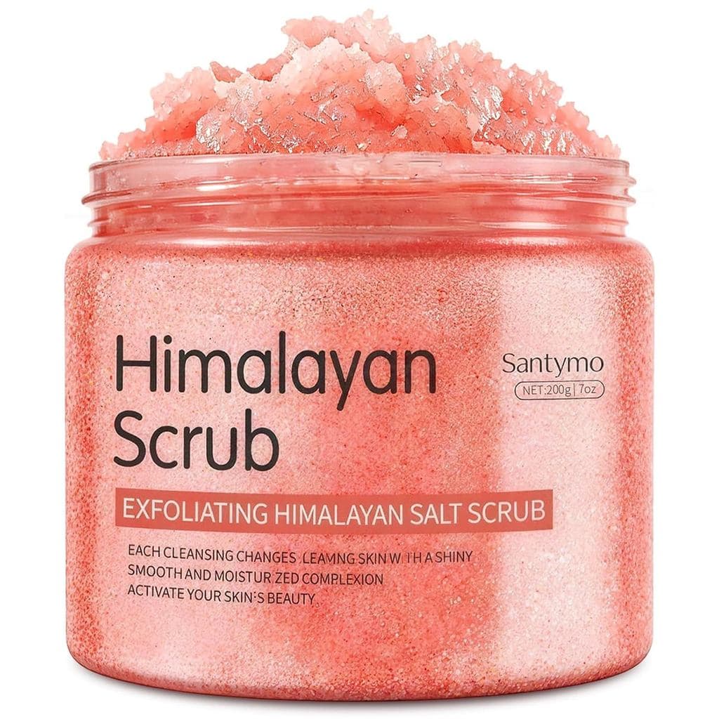 Esfoliante de Sal do Himalaia 7 oz para Todo o Corpo, Esfoliante Corporal Natural com Esqualano e Aloe Vera, Esfoliante