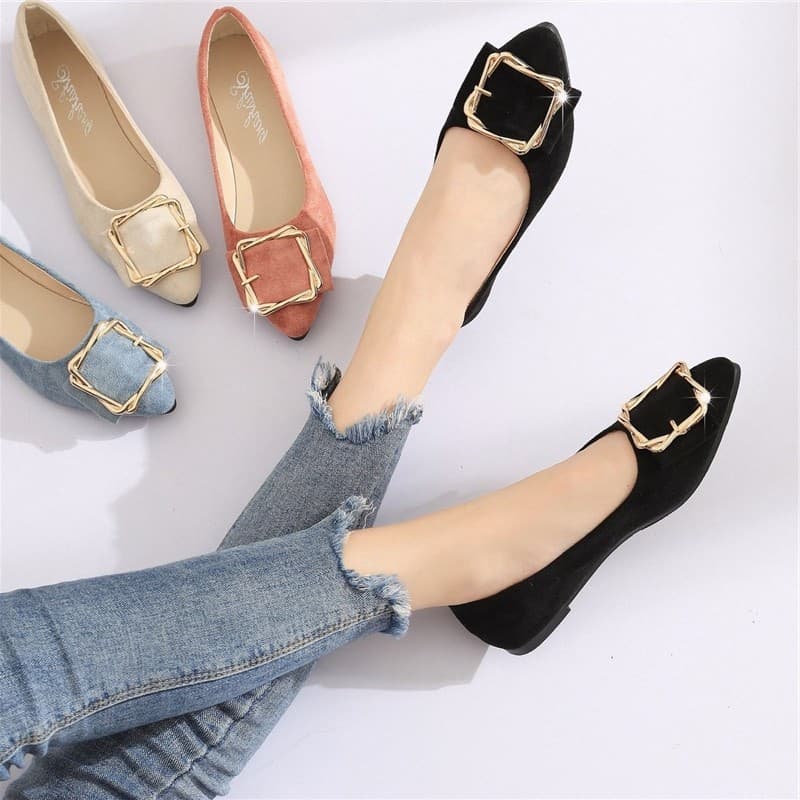 Capa de sapato único pé preguiçoso sapatos femininos ervilhas sola macia mesmo estilo All-Match plana fada apontou Toe v