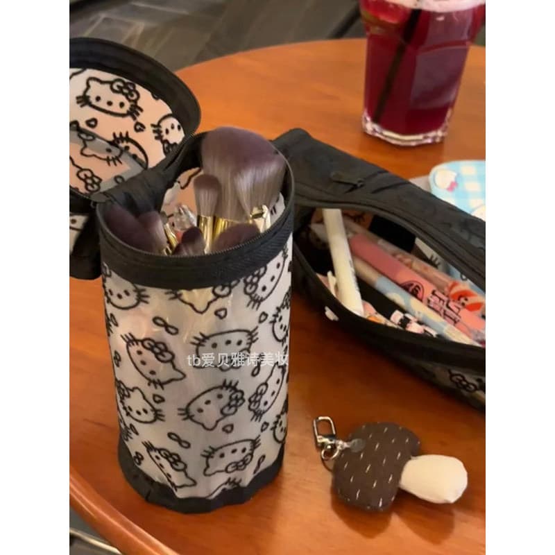 Compre porta-canetas gatinho ou bolsa de pincel gigante prática!Bolsa portátil de malha para lápis, tubo de armazenament