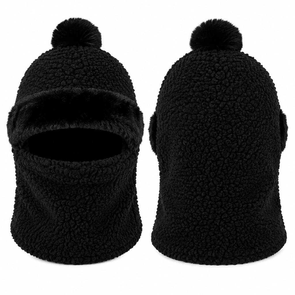 Touca Balaclava Térmica Peluciada com Pompom Forrada para Inverno TC-200 15468