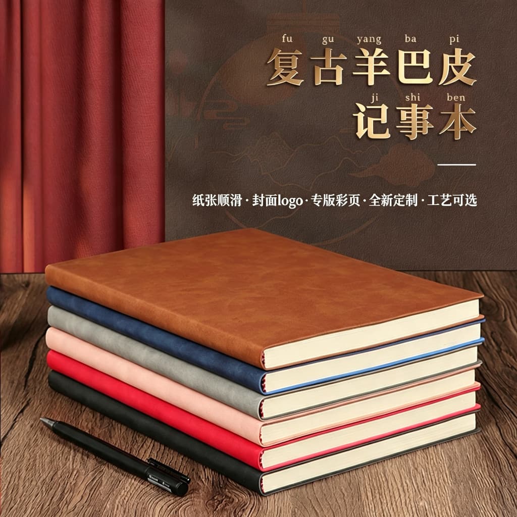 Caderno A5 para Escritório com Toque de Couro Macio, Caderno de Pele de Carneiro, Diário de Estudante, Caderno de Capa M