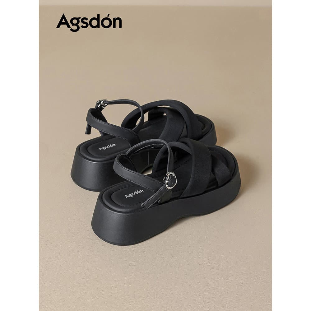 Aogushiden preto com saia plataforma de sola grossa sandálias esportivas femininas 26 novo estilo verão aumentado sandál